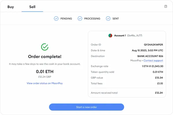 MetaMask Ethereum Verkauf MoonPay